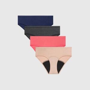 Hanes Girls Comfort Period Underwear 4 Pack Moderate Absorbency Hipsters Size 8